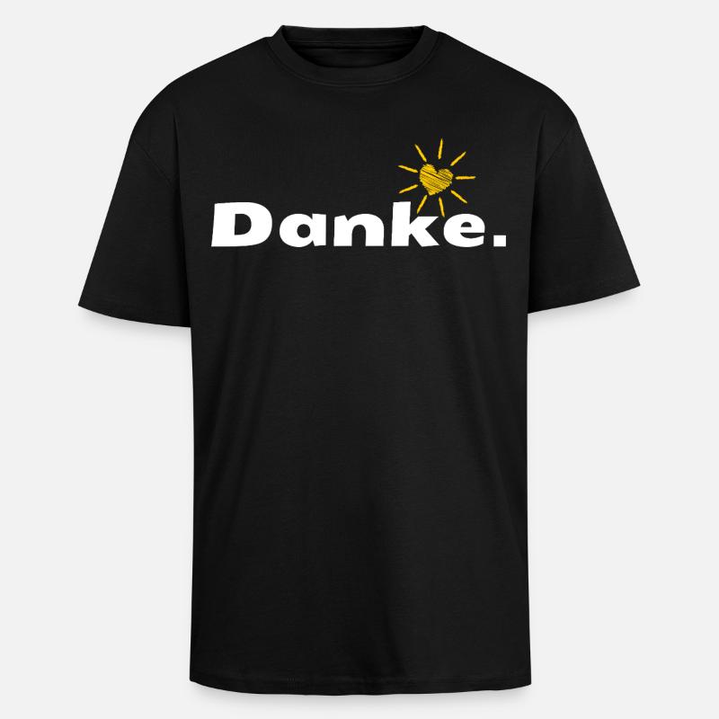 Danke HerzSonne Typografie - Oversized Heavyweight Unisex T-Shirt - Schwarz
