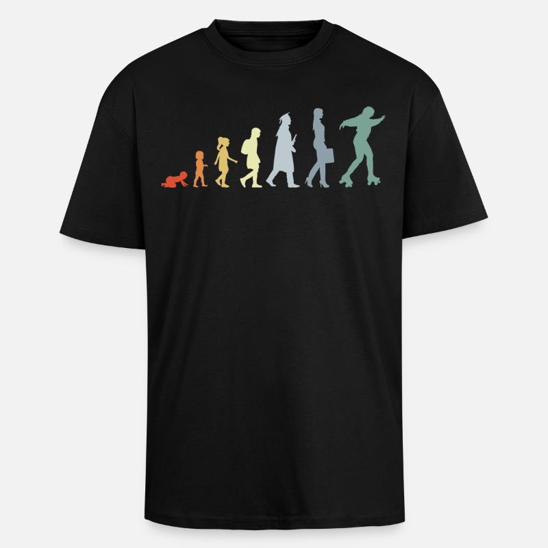 Roller Skater Evolution - Oversized Heavyweight Unisex T-Shirt - Schwarz