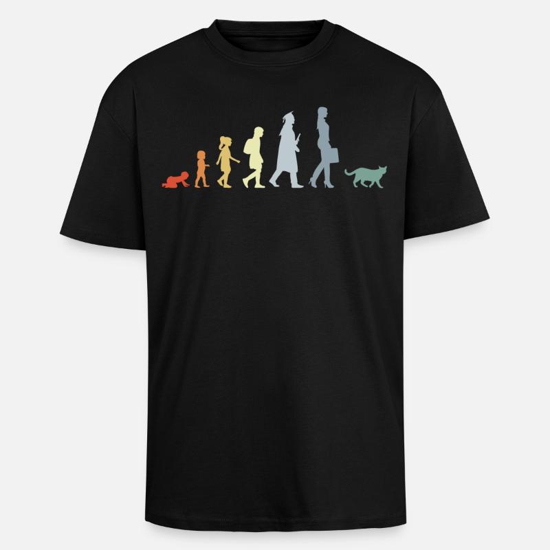 Évolution d’un amoureux des chats - T-shirt unisexe oversize épais - noir