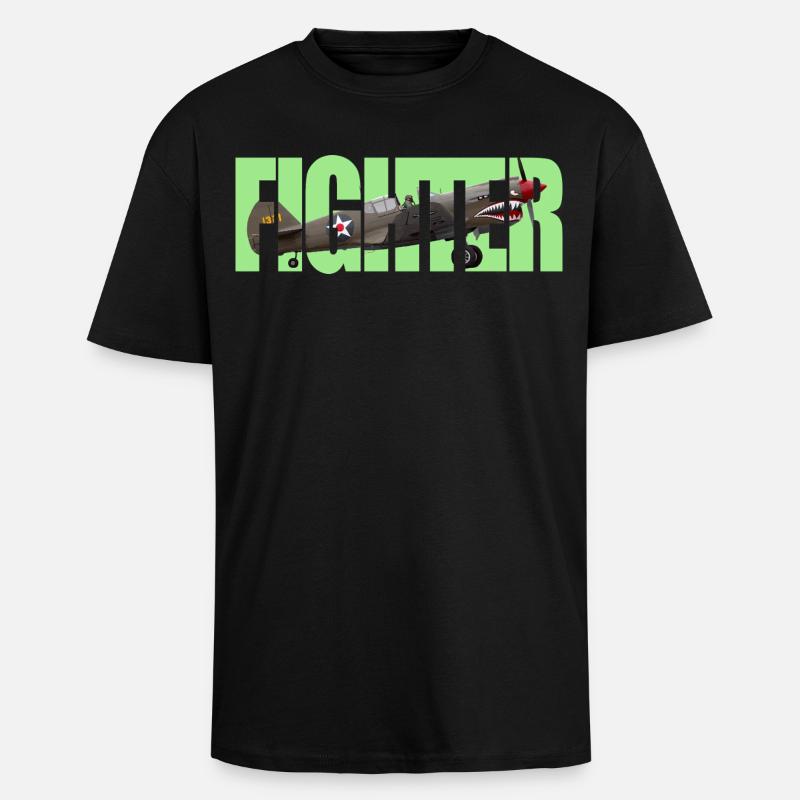 Fighter P-40 Warhawk - Unisex Oversized Heavyweight T-shirt - black