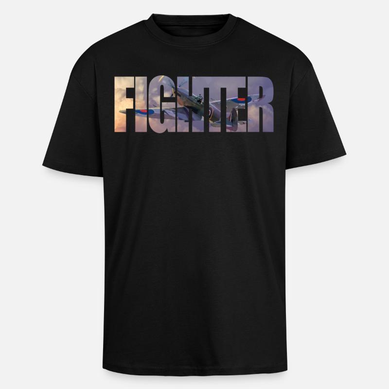 Fighter Spitfire - Unisex Oversized Heavyweight T-shirt - black