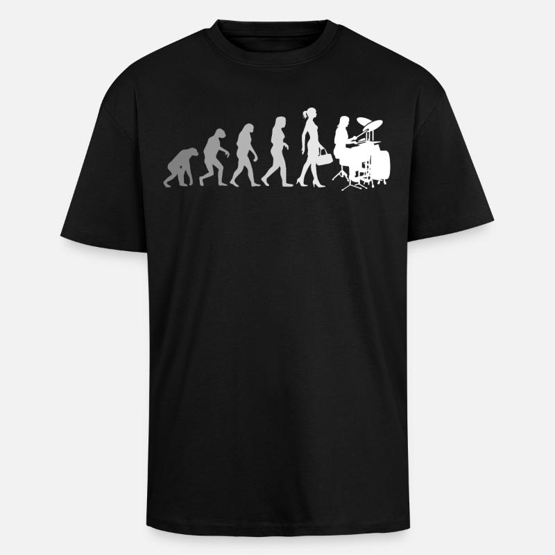 Evolution Schlagzeugerin Percussion Drummer - Oversized Heavyweight Unisex T-Shirt - Schwarz