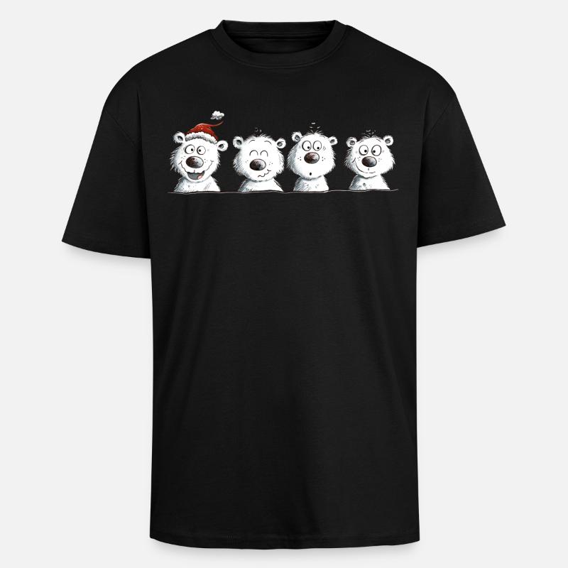 Happy Eisbär Team Weihnachten  - Oversized Heavyweight Unisex T-Shirt - Schwarz