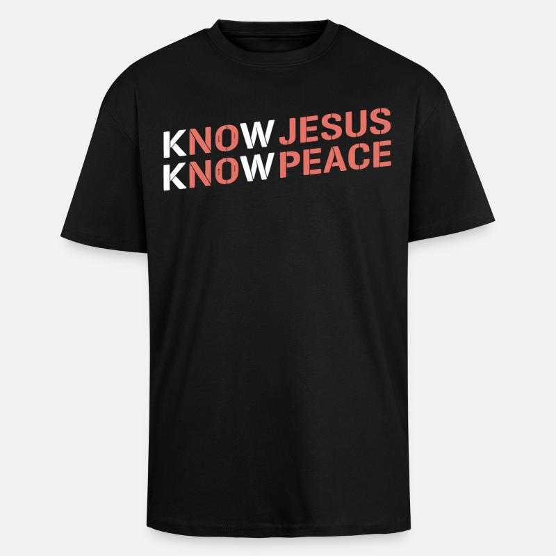Know Jesus Know Peace Gradient - Unisex Oversized Heavyweight T-shirt - black