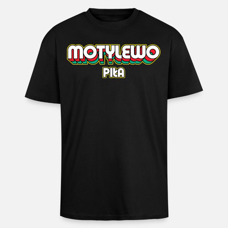 Papillon Piła. Nom du district rétro - T-shirt unisexe oversize épais - noir