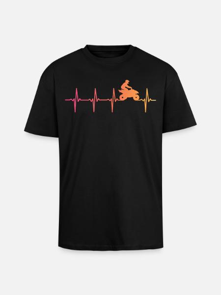 Quad Sunset Heartbeat ATV Quad Rider - Unisex Oversized Heavyweight T-shirt - black