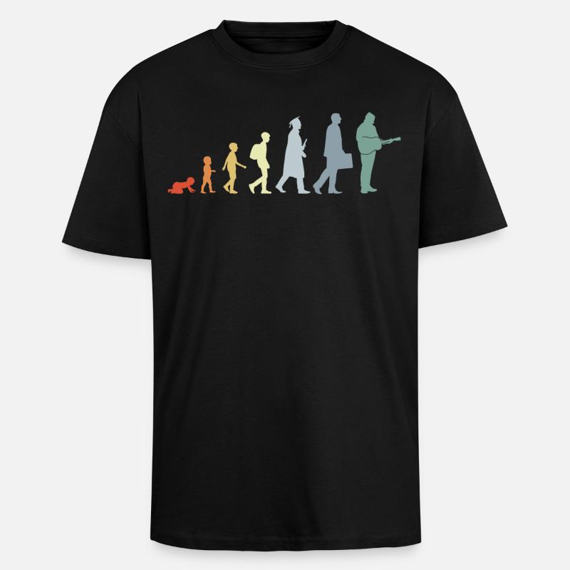 Évolution du guitariste - T-shirt unisexe oversize épais - noir
