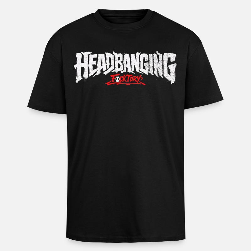 Logo de headbanging blanc - T-shirt unisexe oversize épais - noir