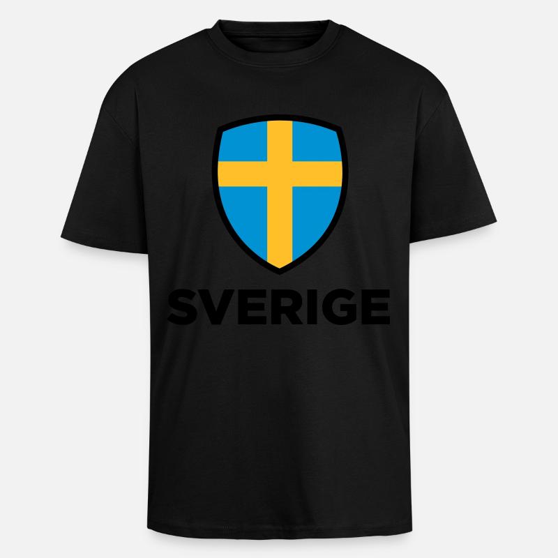Drapeau national de la Suède - T-shirt unisexe oversize épais - noir