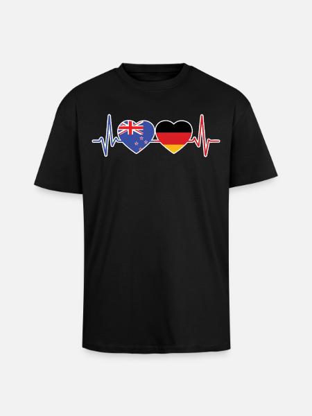 Neuseeland, Deutschland, Neuseeländerdeutsch - Oversized Heavyweight Unisex T-Shirt - Schwarz