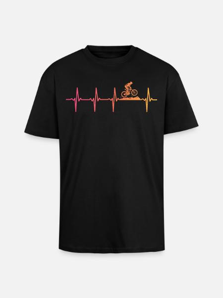 Mountain Bike Sunset Heartbeat MTB - Unisex Oversized Heavyweight T-shirt - black