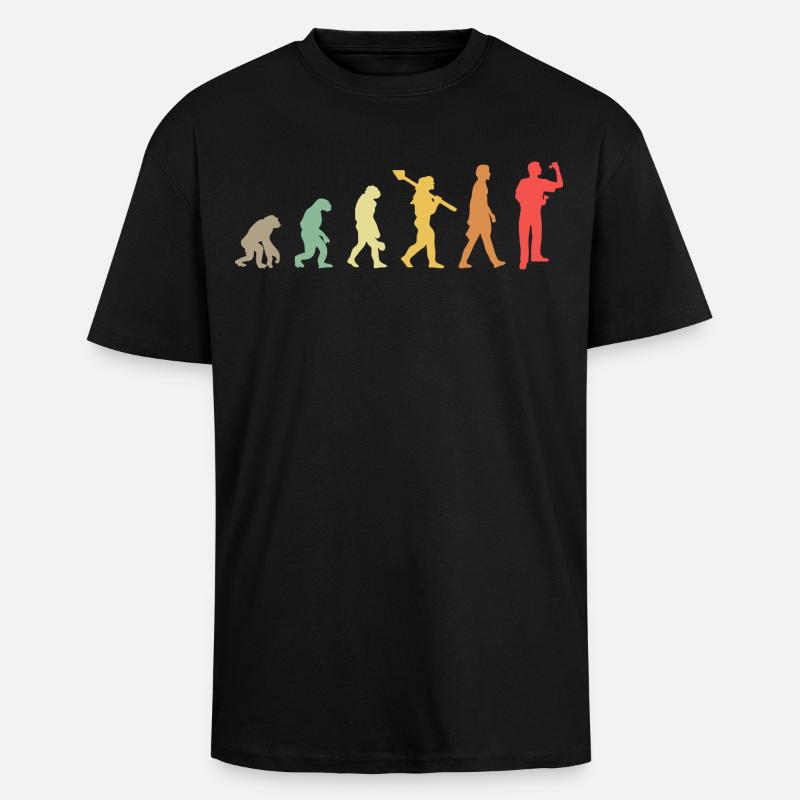 Darts Evolution Darten Dartsspieler - Oversized Heavyweight Unisex T-Shirt - Schwarz