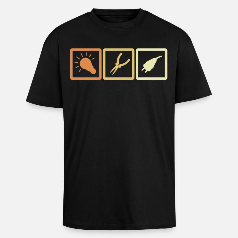 Elektriker Tools - Oversized Heavyweight Unisex T-Shirt - Schwarz