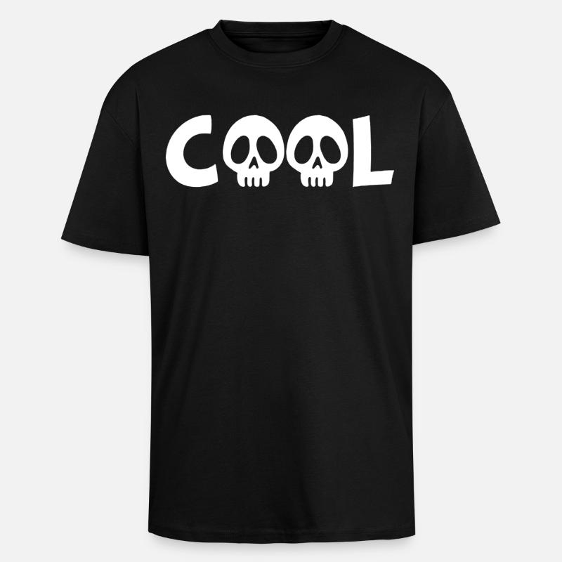 Crâne et cool (blanc) - T-shirt unisexe oversize épais - noir