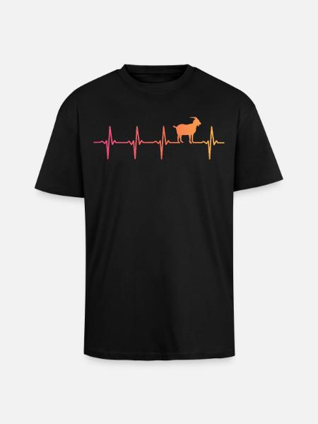 Goat Sunset Heartbeat Goats Goat - Unisex Oversized Heavyweight T-shirt - black