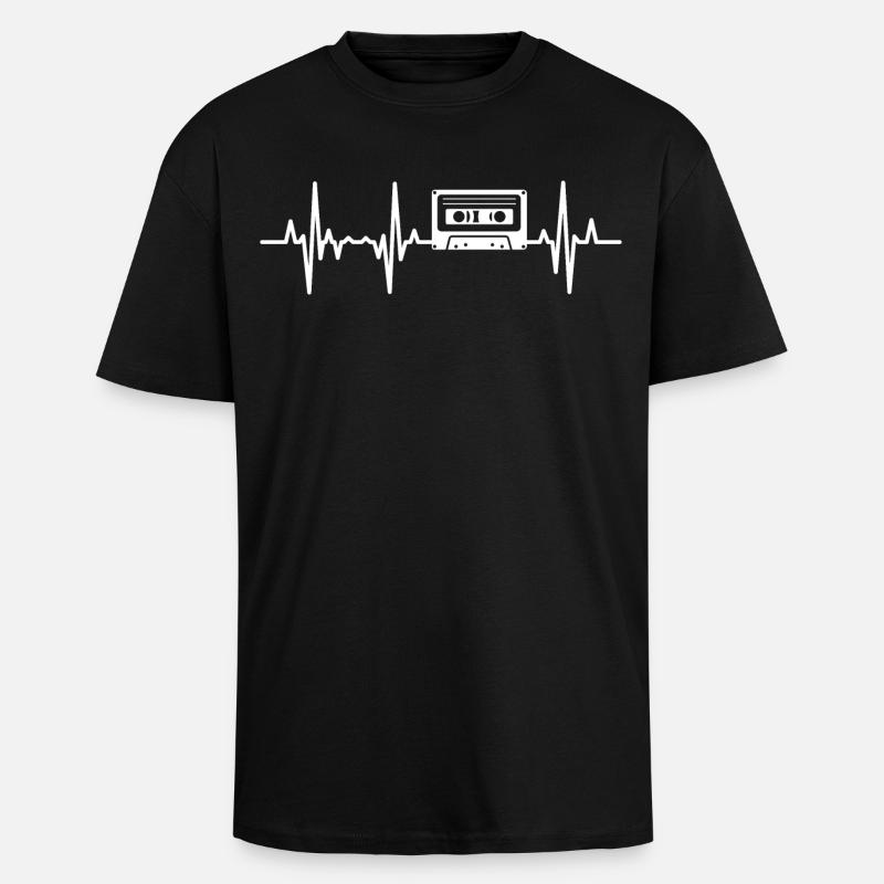 80er Kassette Herzfrequenz - Oversized Heavyweight Unisex T-Shirt - Schwarz