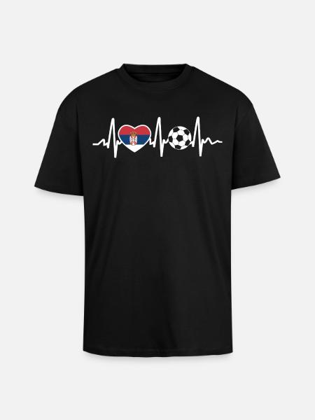 Serbien Fussball - Oversized Heavyweight Unisex T-Shirt - Schwarz
