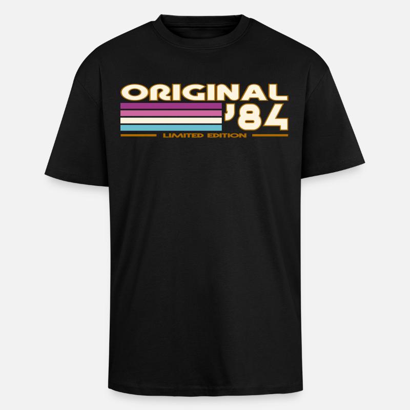 Originale 84 Pastellstreifen - Oversized Heavyweight Unisex T-Shirt - Schwarz