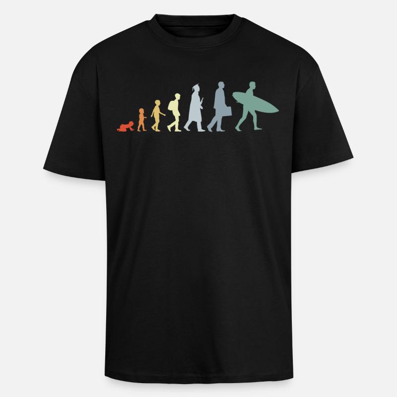 Évolution de l’enfant au surfeur - T-shirt unisexe oversize épais - noir