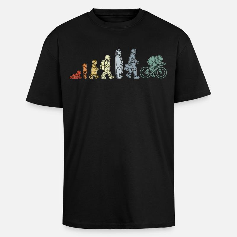 Radfahrer Evolution - Oversized Heavyweight Unisex T-Shirt - Schwarz