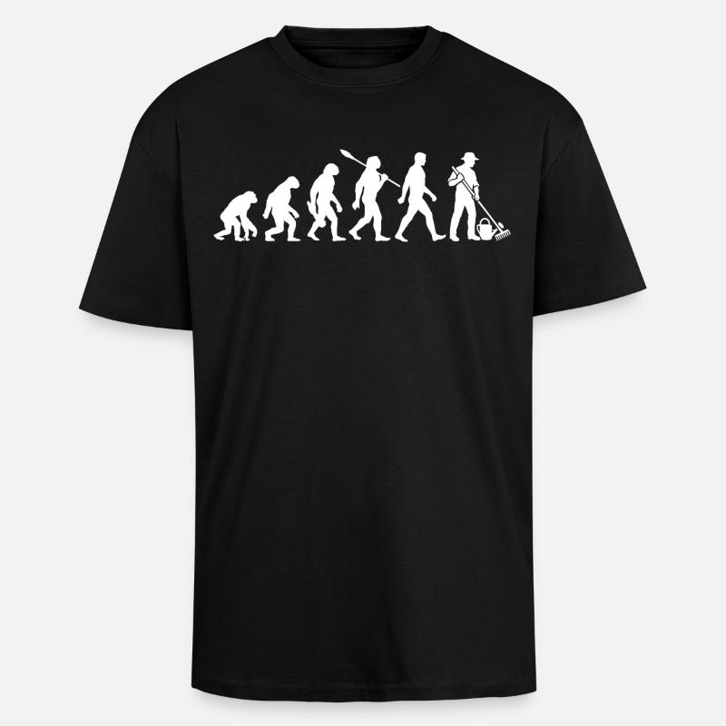 Evolution - Gärtner - Garten - Gartenarbeit - Oversized Heavyweight Unisex T-Shirt - Schwarz