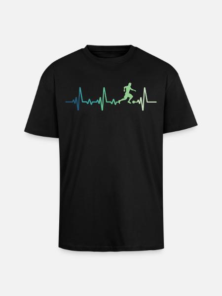 Fußball-Heartbeat-Fußballer - Oversized Heavyweight Unisex T-Shirt - Schwarz