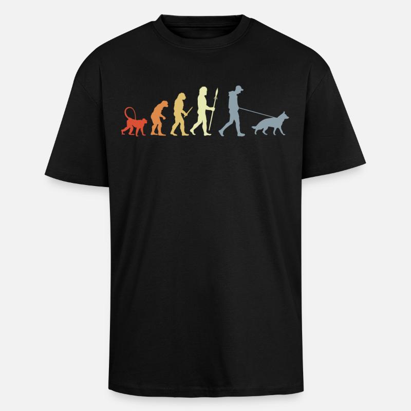 German Shepherd Owner Evolution - Unisex Oversized Heavyweight T-shirt - black