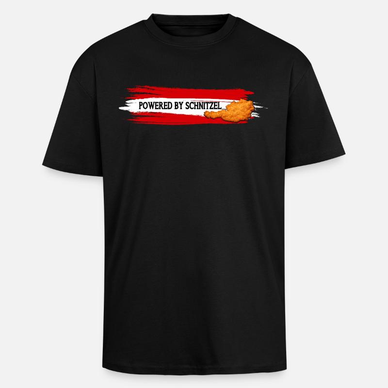 Propulsé par Schnitzel Austria Humour Shirt - T-shirt unisexe oversize épais - noir