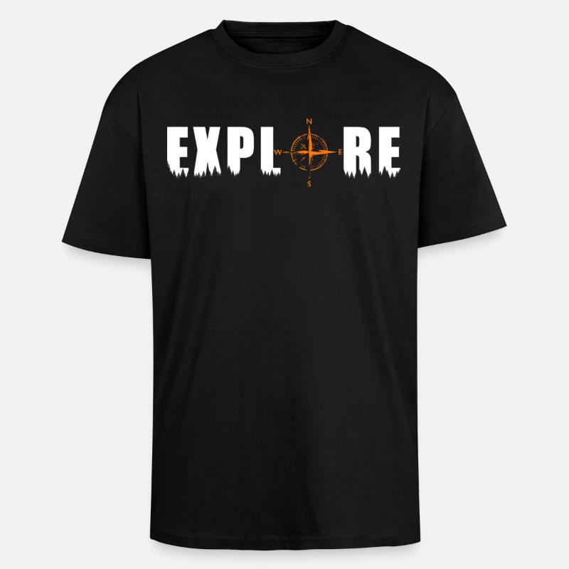 Explore Motiv mit einem Kompass - Oversized Heavyweight Unisex T-Shirt - Schwarz