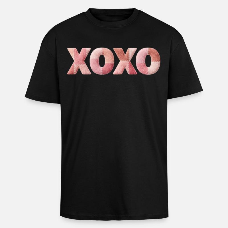 XOXO Patchwork Spruch Kuss Umarmung - Oversized Heavyweight Unisex T-Shirt - Schwarz