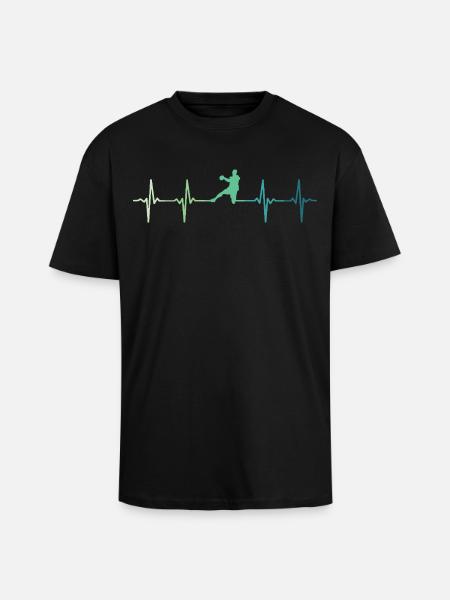 Handball, Herzschlag, Handball - Oversized Heavyweight Unisex T-Shirt - Schwarz