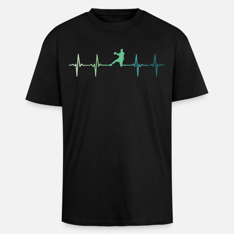 Handball, Herzschlag, Handball - Oversized Heavyweight Unisex T-Shirt - Schwarz