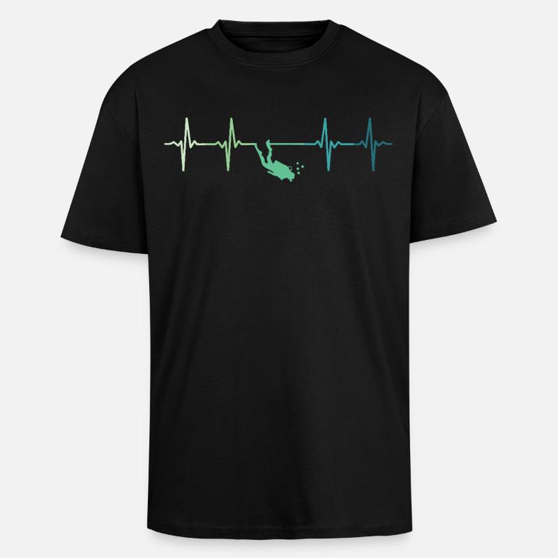 battement de coeur plongeur plongée diver - T-shirt unisexe oversize épais - noir