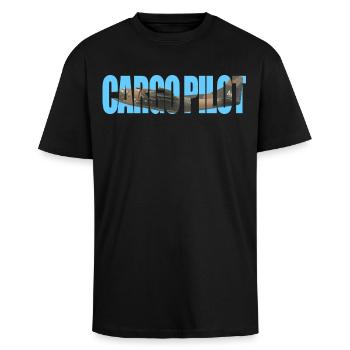 Cargo pilot C-123 - Oversized Heavyweight Unisex T-Shirt - Schwarz - Vorne - Alina (178cm) & Michal (187cm)
