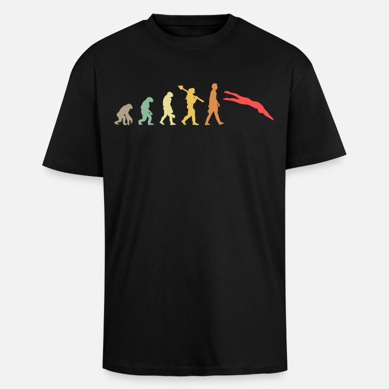 Evolution swimming Swimmer - Oversized Heavyweight Unisex T-Shirt - Schwarz