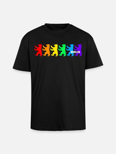Berliner Bären / Regenbogenfarben - Oversized Heavyweight Unisex T-Shirt - Schwarz