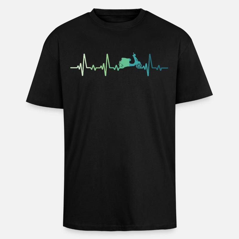 Scooter battement de coeur cyclomoteur roller - T-shirt unisexe oversize épais - noir