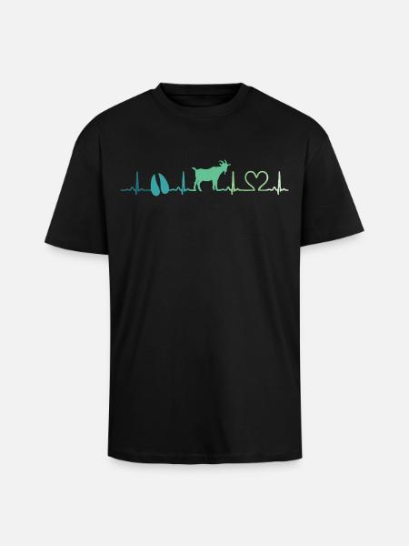 Goat heartbeat gift goats - Unisex Oversized Heavyweight T-shirt - black