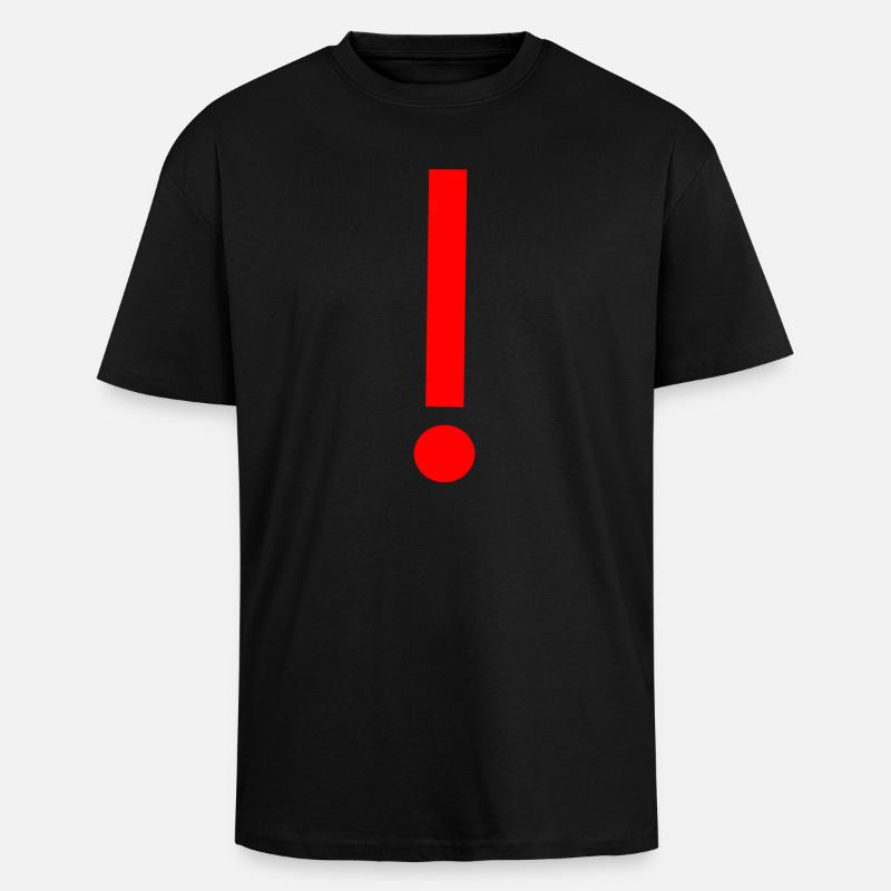Red exclamation mark, template, pattern - Unisex Oversized Heavyweight T-shirt - black