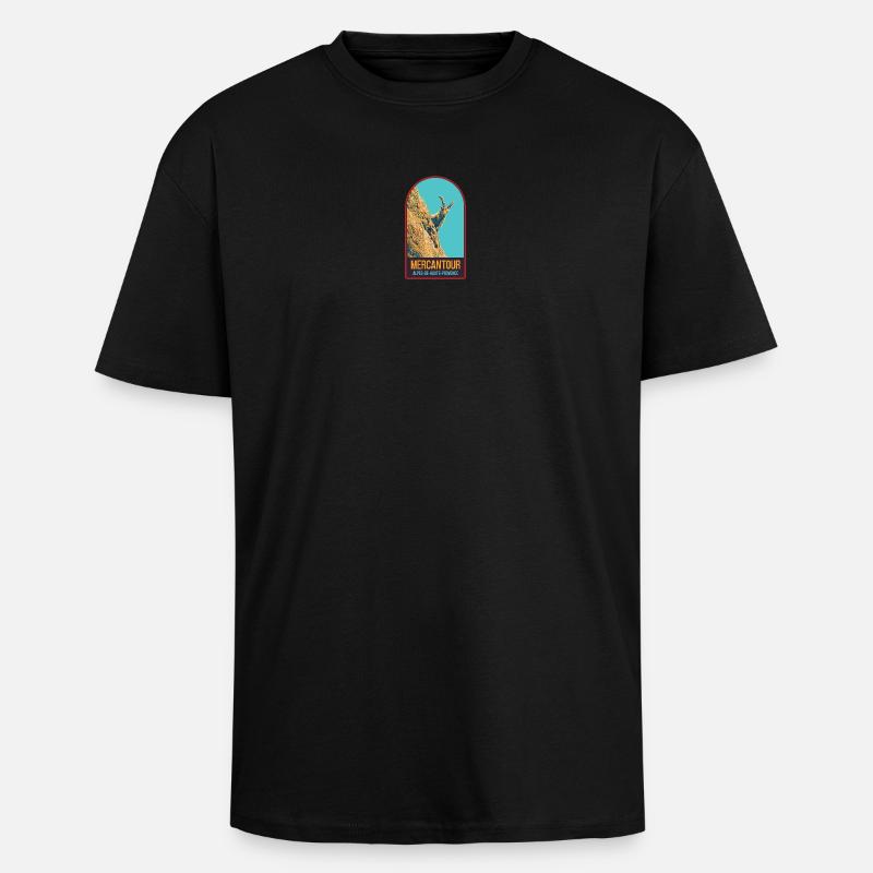 Steinbock-Illustration in der Mercantour - Oversized Heavyweight Unisex T-Shirt - Schwarz