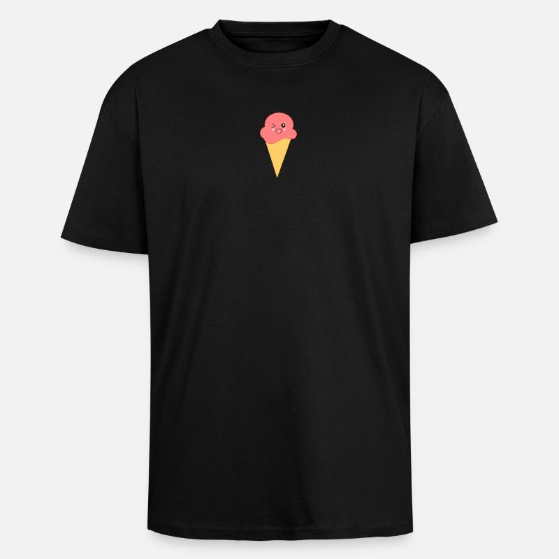 Eis Eiscreme Erdbeereis - Oversized Heavyweight Unisex T-Shirt - Schwarz