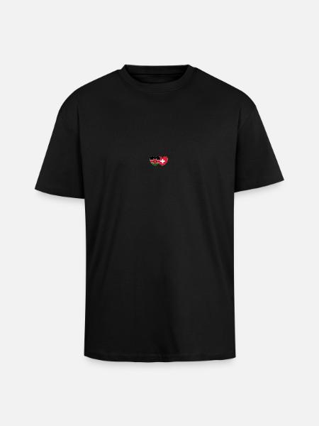 Kenya Switzerland Flag Heart - Unisex Oversized Heavyweight T-shirt - black