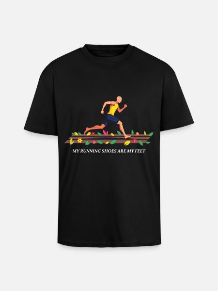 My Running Shoes are my Feet - Unisex Oversized Heavyweight T-shirt - black