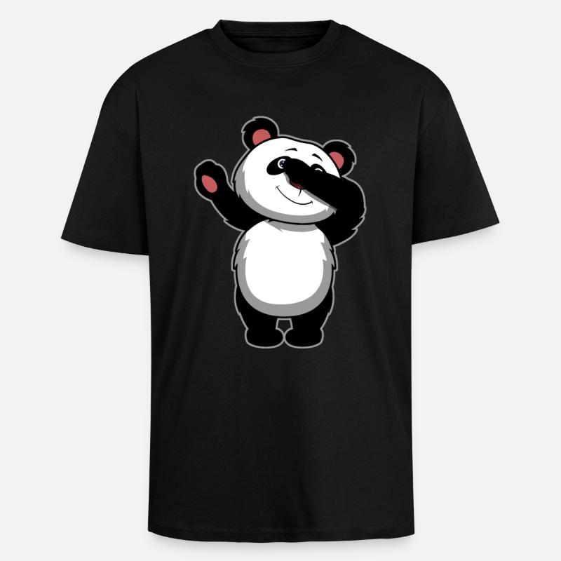 Dabbing Panda Bear - Dab Panda - Unisex Oversized Heavyweight T-shirt - black