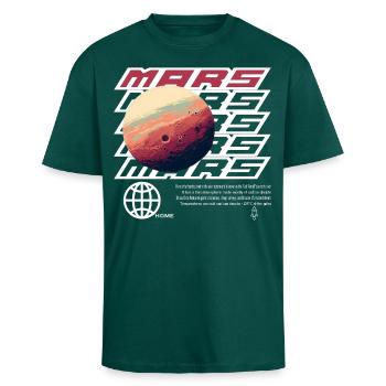 Mars - Unisex Oversized Heavyweight T-shirt - hunter green - Front - Alina (178cm) & Michal (187cm)