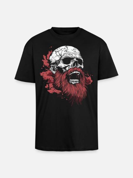 Bearded Skull – Viking Rage Art - Unisex Oversized Heavyweight T-shirt - black