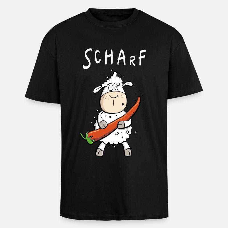 Pepperoni Sheep I Sharp comic pun - Unisex Oversized Heavyweight T-shirt - black