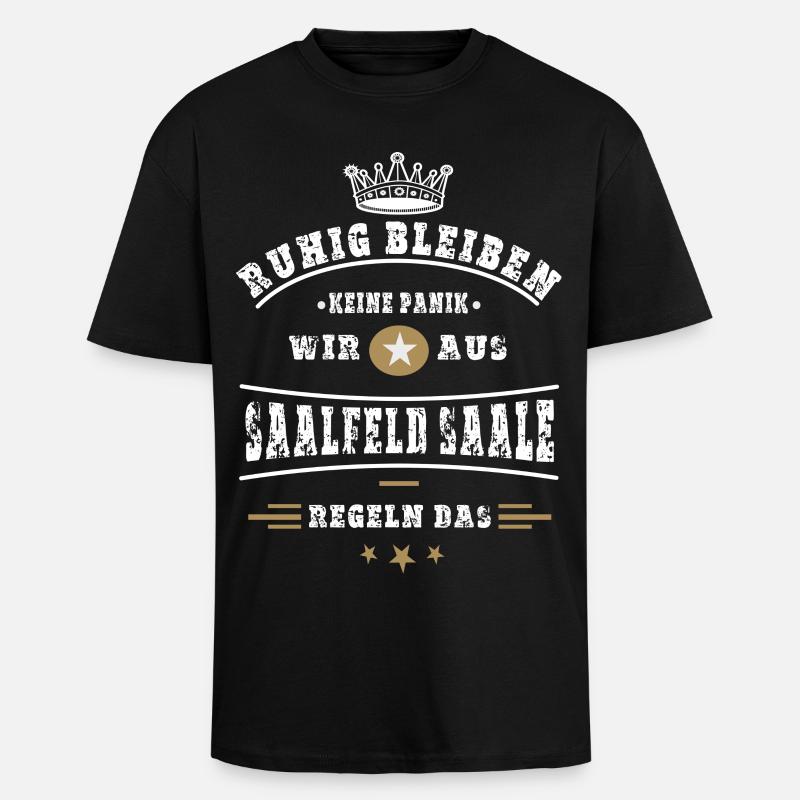 Saalfeld, Thüringen - Oversized Heavyweight Unisex T-Shirt - Schwarz