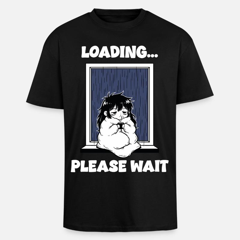 Pluie Loading Please Wait Manga Mood - T-shirt unisexe oversize épais - noir