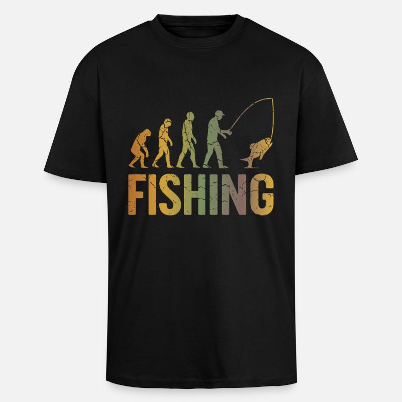Evolution pour la pêche - T-shirt unisexe oversize épais - noir